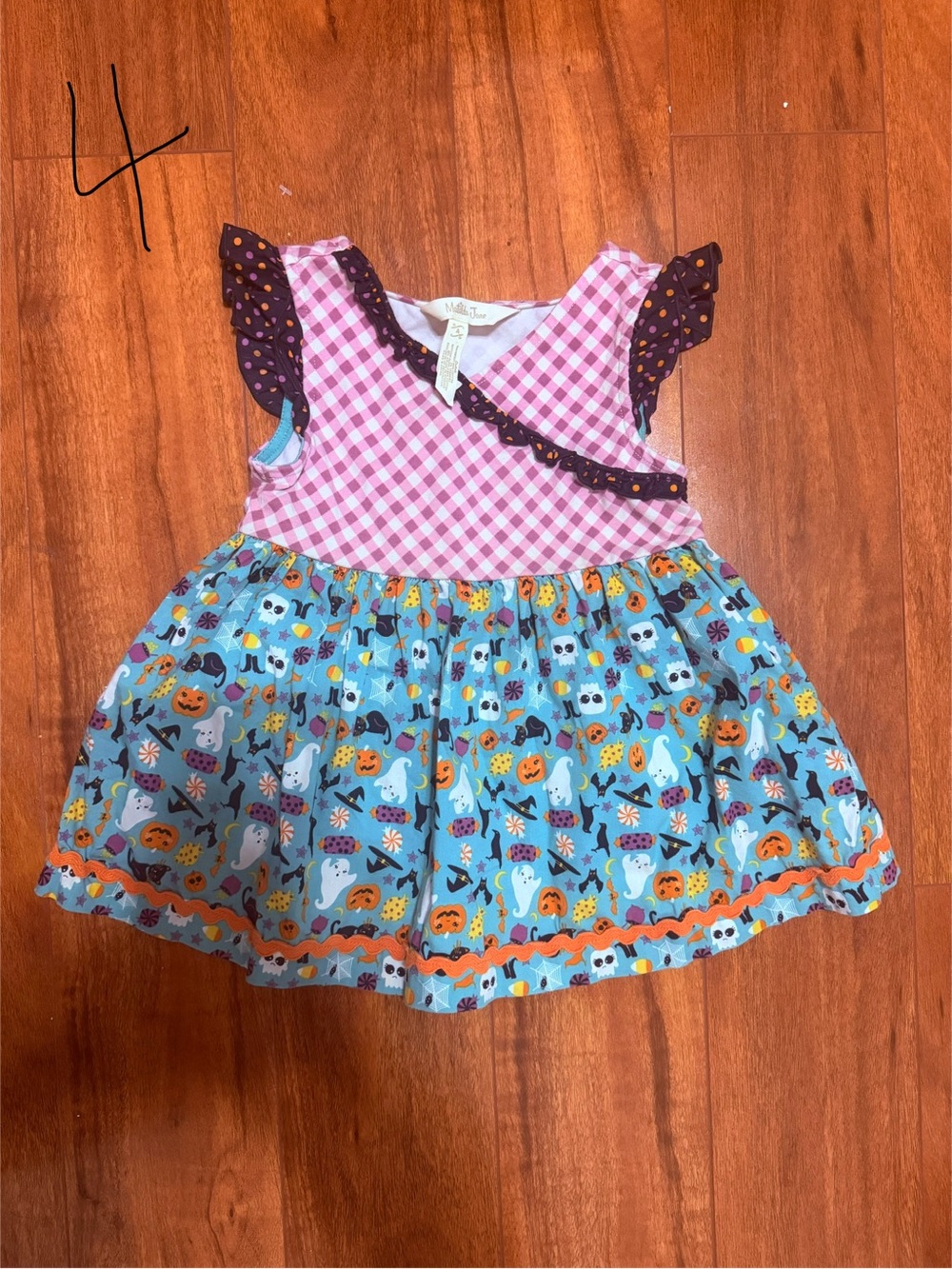 Matilda Jane Pink Gingham and Light Blue Halloween Dress